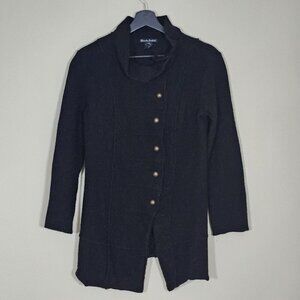 Alexandra Bartlett Jacket Womens M Black Wool Collared Mock Neck Buttons Grunge